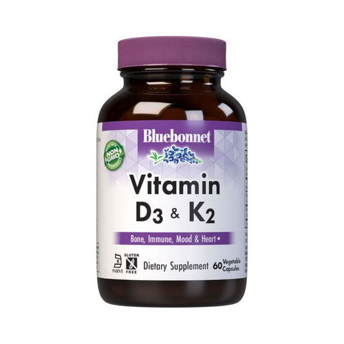 Vitamin D3 & K2 60 Veg Caps by Bluebonnet Nutrition