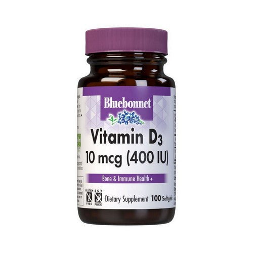 Vitamin D3 100 Softgels by Bluebonnet Nutrition