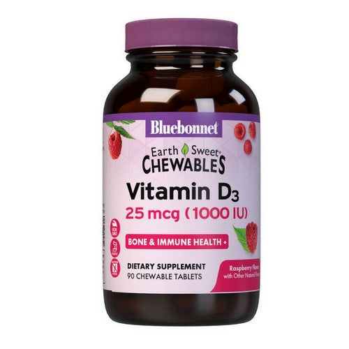 Earthsweet Chewable Vitamin D3 Raspberry Flavor 90Tab by Bluebonnet Nutrition