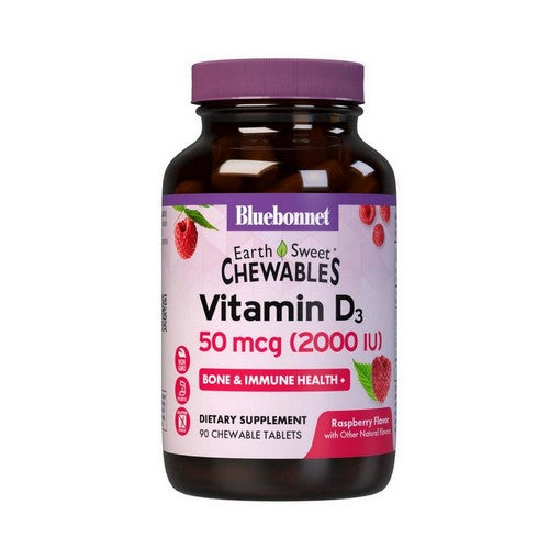 Earthsweet Chewable Vitamin D3 Raspberry Flavor 90Tab by Bluebonnet Nutrition
