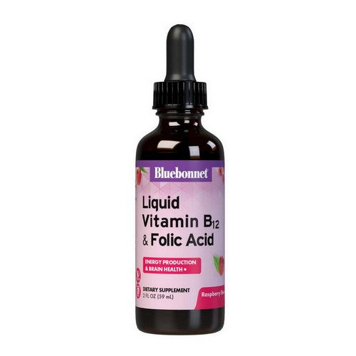 Liquid Vitamin B-12 and Folic Acid Raspberry Flavor 2 fl oz by Bluebonnet Nutrition