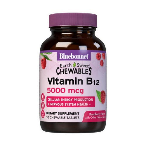 Earthsweet Chewable Vitamin B-12 Raspberry Flavor 30Tab by Bluebonnet Nutrition