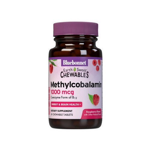 Earthsweet Chewable Methylcobalamin Vitamin B-12 Raspberry Flavor 60Tab by Bluebonnet Nutrition