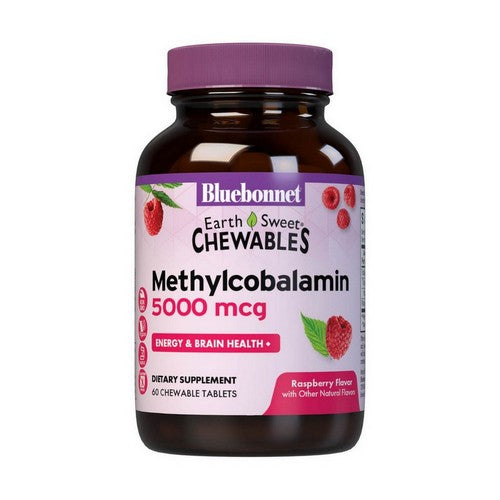 Earthsweet Chewable Methylcobalamin Vitamin B-12 Raspberry Flavor 60Tab by Bluebonnet Nutrition