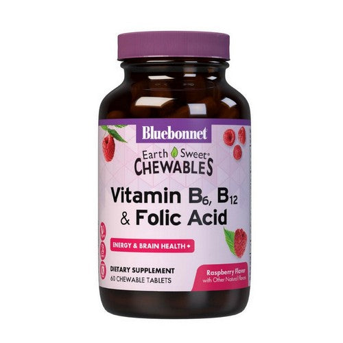 Earthsweet Chewable Vitamin B-6-B-12 Plus Folic Acid Raspberry Flavor 60Tab by Bluebonnet Nutrition