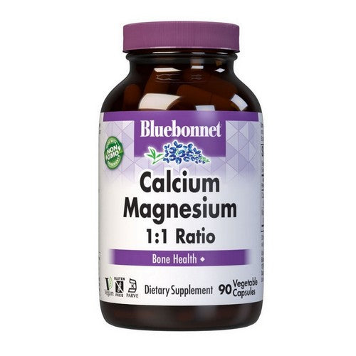 Calcium Magnesium 1:1 Ratio 90 Veg Caps by Bluebonnet Nutrition