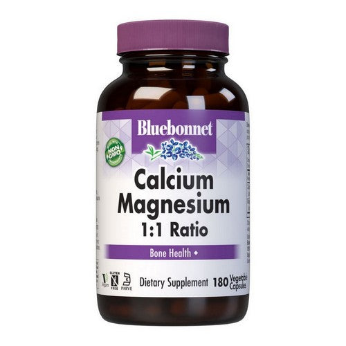 Calcium Magnesium 1:1 Ratio 180 Veg Caps by Bluebonnet Nutrition