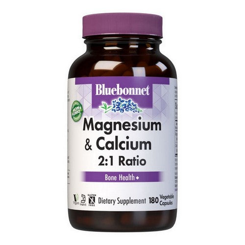 Magnesium Calcium  2:1 Ratio 180 Veg Caps by Bluebonnet Nutrition