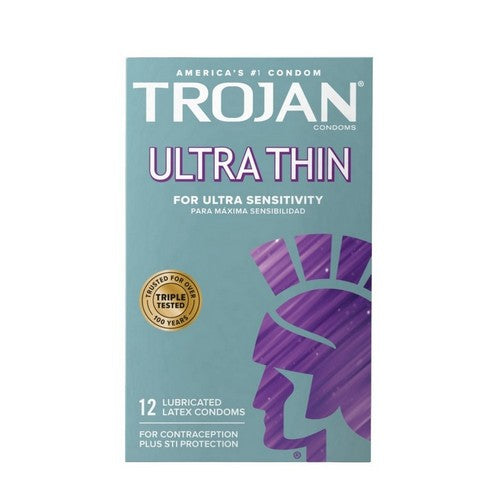 Ultra Thin Condoms For Ultra Sensitivity Lubricated Latex Condoms 12 Count by Trojan