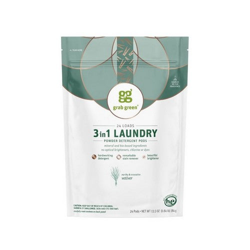 3 In 1 Laundry Detergent Pods Vetiver 13.5 Oz by Grab Green