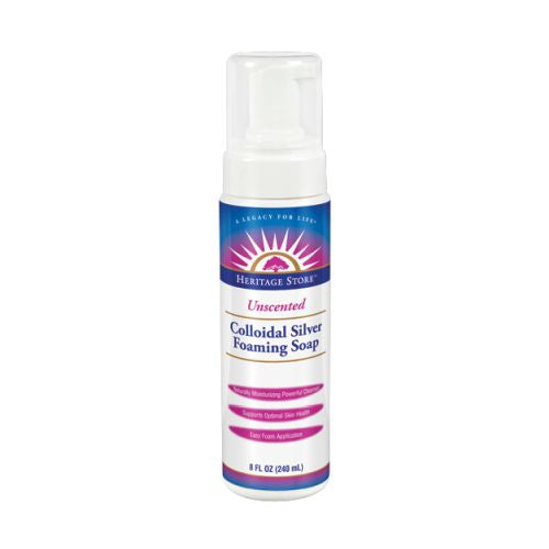 Colloidal Silver Foaming Soap Unscented 8 OZ by Heritage Store