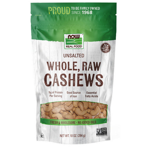 Whole Raw Cashews Unsalted 10 Oz by Now Foods