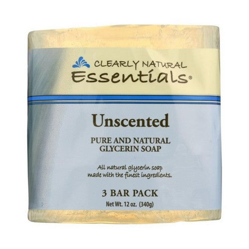 Essentials Glycerin Bar Soap Unscented 3 Bars by Clearly Natural
