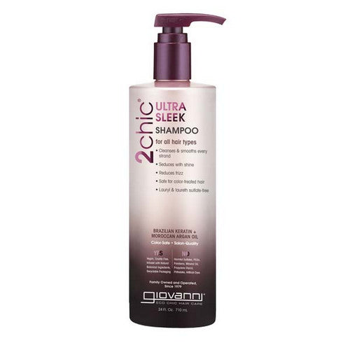 2chic Brazilian Keratin and Argan Oil Ultra-Sleek Shampoo 24 OZ by Giovanni Cosmetics
