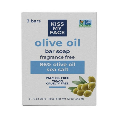 Olive Oil Bar Soap Fragrance Free 3 X 4 Oz by Kiss My Face