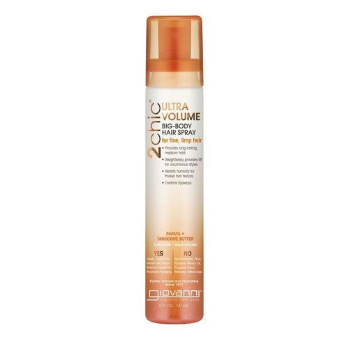 2Chic Ultra-Volume Big Body Hair Spray Tangerine And Papaya Butter 5 Oz by Giovanni Cosmetics