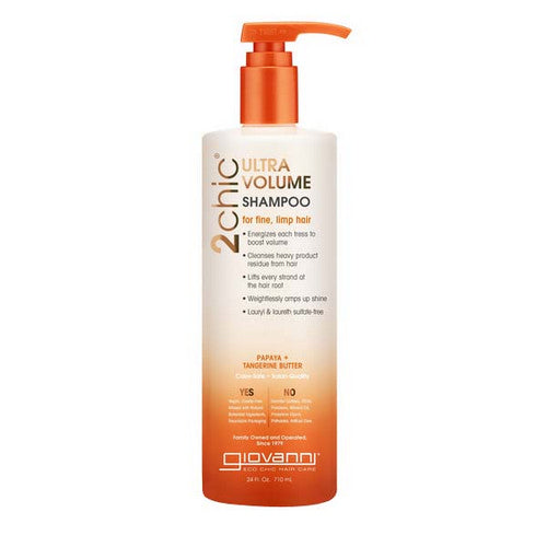 2chic Ultra Volume Tangerine and Papaya Butter Shampoo 24 oz by Giovanni Cosmetics