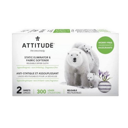 Anti-Static Eliminator Cloth Sheet 300 Load 2 Count by Attitude