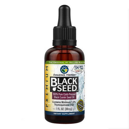 Black Seed, 100% Pure Cold-Pressed Black Cumin Seed Oil 1 Oz by Amazing Herbs