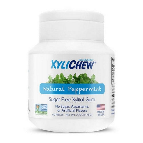 100% Xylitol Chewing Gum Peppermint 60 Count by Xylichew