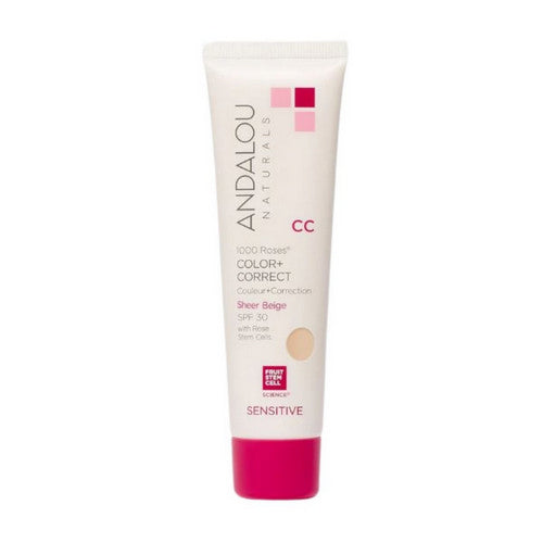 1000 Roses CC Color + Correct Sheer Beige SPF 30 2 Oz by Andalou Naturals