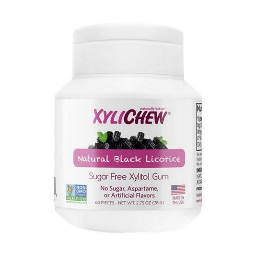 Xylitol Chewing Gum Natural Black Licorice 60 Count by Xylichew