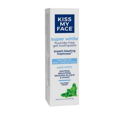 Super White Toothpaste Cool Mint Gel 4.5 Oz by Kiss My Face