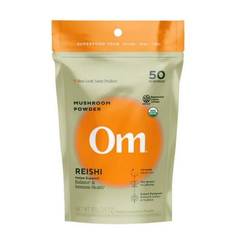 Organic Mushroom Nutrition Supplement Powder Reishi 3.5 Oz by Om Mushrooms