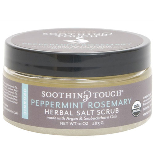 Organic Herbal Salt Scrub Peppermint Rosemary 10 Oz by Soothing Touch