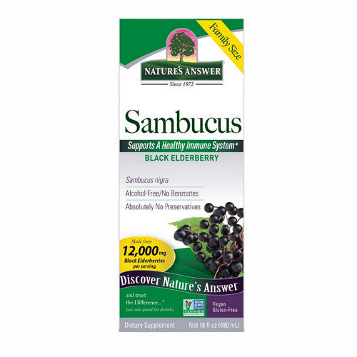 Sambucus Black Elderberry Alcohol-Free 16 Oz by Nature's Answer