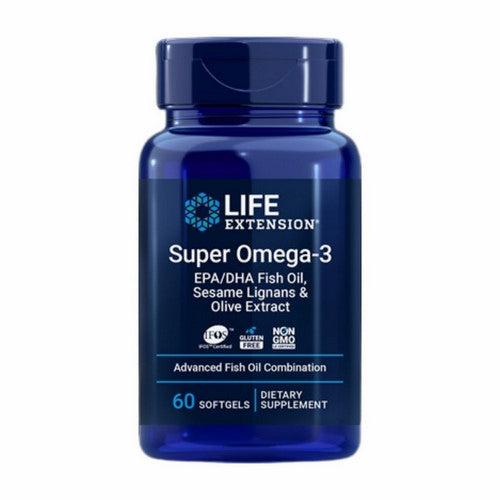 Super Omega-3 EPA/DHA Fish Oil Sesame Lignans & Olive Extract 60 Softgels by Life Extension