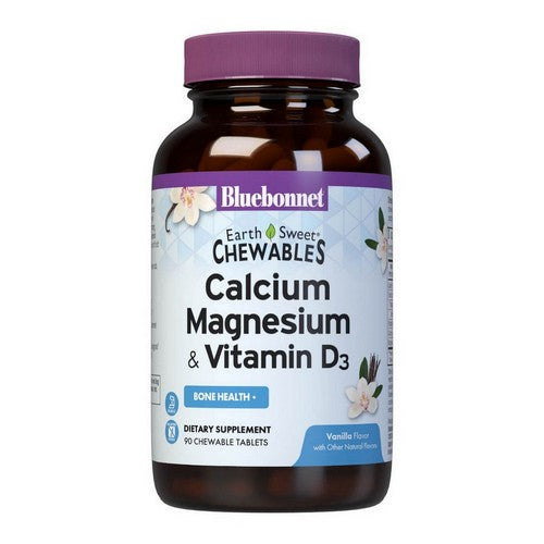 Earth Sweet Chewables Calcium Magnesium & Vitamin D3 Vanilla 90 Tabs by Bluebonnet Nutrition