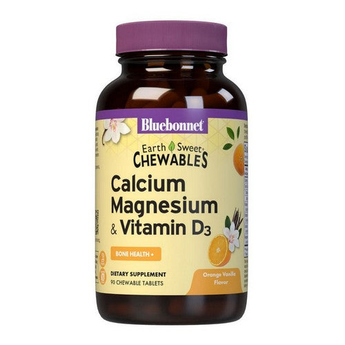 Earth Sweet Chewables Calcium Magnesium & Vitamin D3 Orange Vanilla 90 Tabs by Bluebonnet Nutrition
