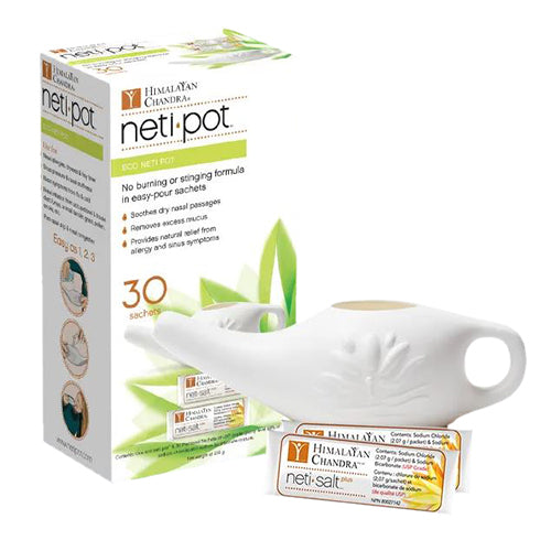 Eco Neti Pot with 30 Neti Salt sachets 7 oz by Himalayan Institute