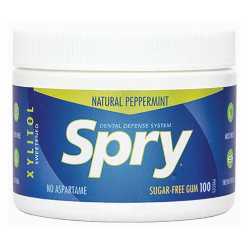 Spry Dental Defense Sugar Free Gum With Xylitol Natural Peppermint 100 Count by Xlear Inc