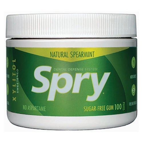 Spry Dental Defense Sugar Free Gum With Xylitol Natural Spearmint 100 Count by Xlear Inc