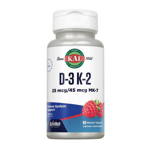 D-3 K-2 ActivMelt Red Raspberry 60 Tabs by Kal