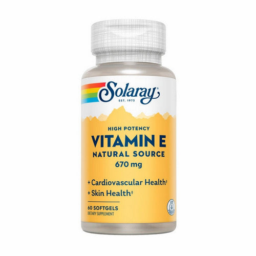 Vitamin E Natural Source High Potency 60 Softgels by Solaray