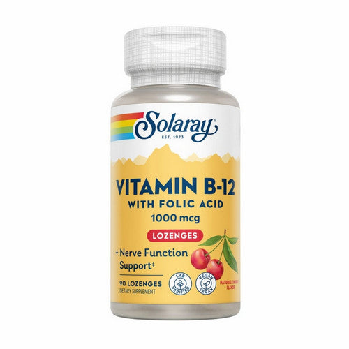 Vitamin B-12 With Folic Acid Lozenges Natural Cherry 90 Lozenges by Solaray