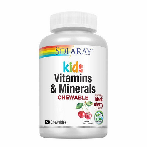 Kids Vitamins & Minerals Chewable Natural Black Cherry 120 Chews by Solaray