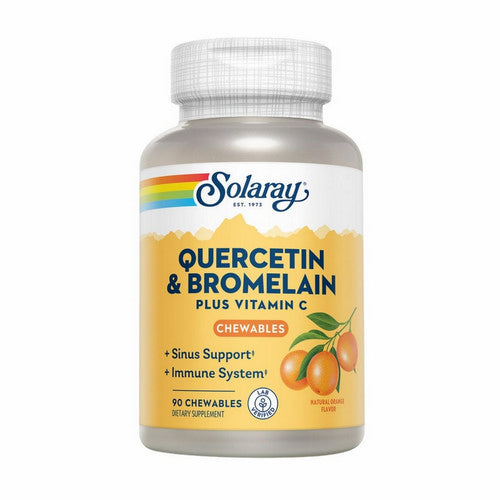 Quercetin And Bromelain Plus Vitamin C Chewables Natural Orange 90 Count by Solaray