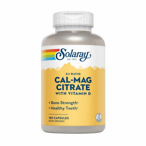 Calcium Magnesium Citrate With Vitamin D-3 2:1 Ratio 180 Caps by Solaray