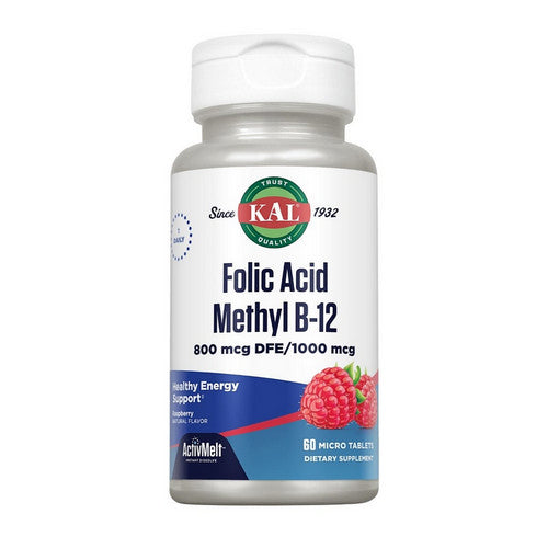 Folic Acid & B-12 ActivMelt Raspberry 60 Tabs by Kal
