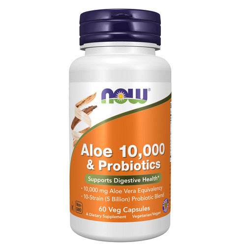 Aloe 10,000 & Probiotics 60 Veg Capsules by Now Foods