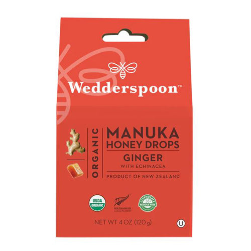 Organic Manuka Honey Drops Ginger with Echinacea 4 Oz by Wedderspoon