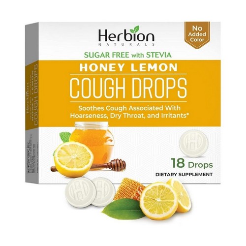 Cough Drops Suger Free Honey Lemon Lozenges 18 Drops by Herbion Naturals