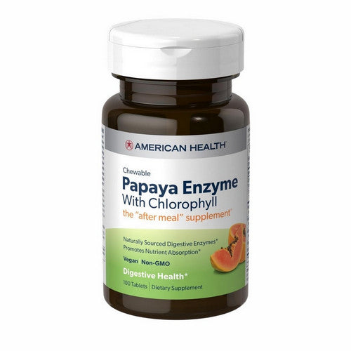 Papaya Enzyme With Chlorophyll 100 Chewable Tablets by American Health