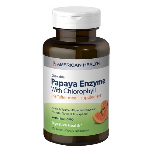 Papaya Enzyme With Chlorophyll 250 Chewable Tablets by American Health