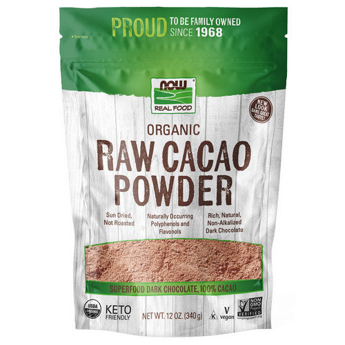 Organic Raw Cacao Powder 12 Oz by Now Foods