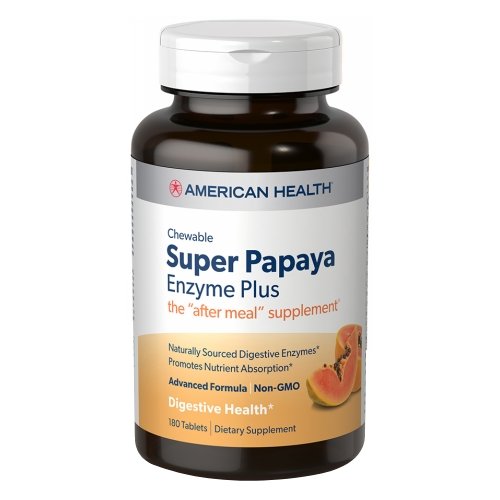 Super Papaya Enzyme Plus 180 Chewable Wafers by American Health